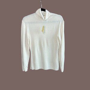 Banana Republic Ivory Merino Wool Ribbed Knit Turtleneck Sweater NWT - Read